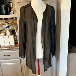 Eileen Fisher Black Woven Mesh Layering Jacket